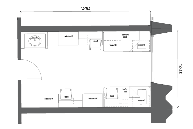  北厅一个房间的建筑平面图.